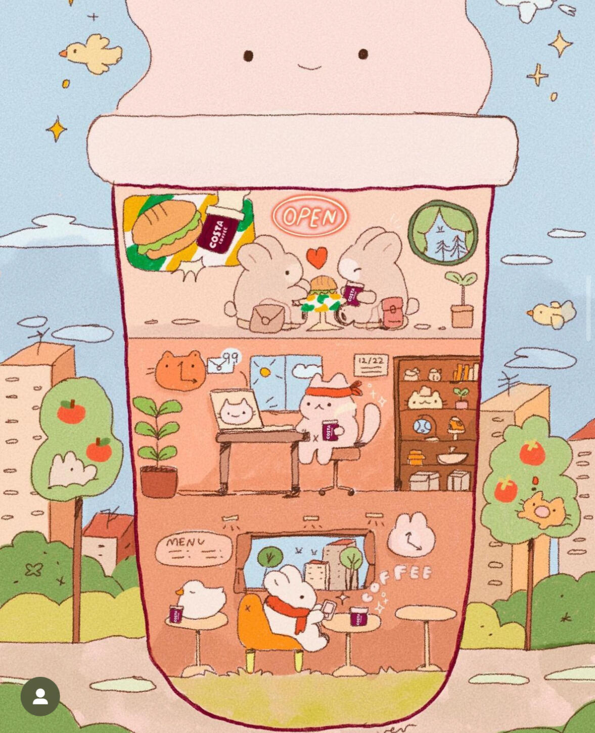 costa coffee SG x subway illustration