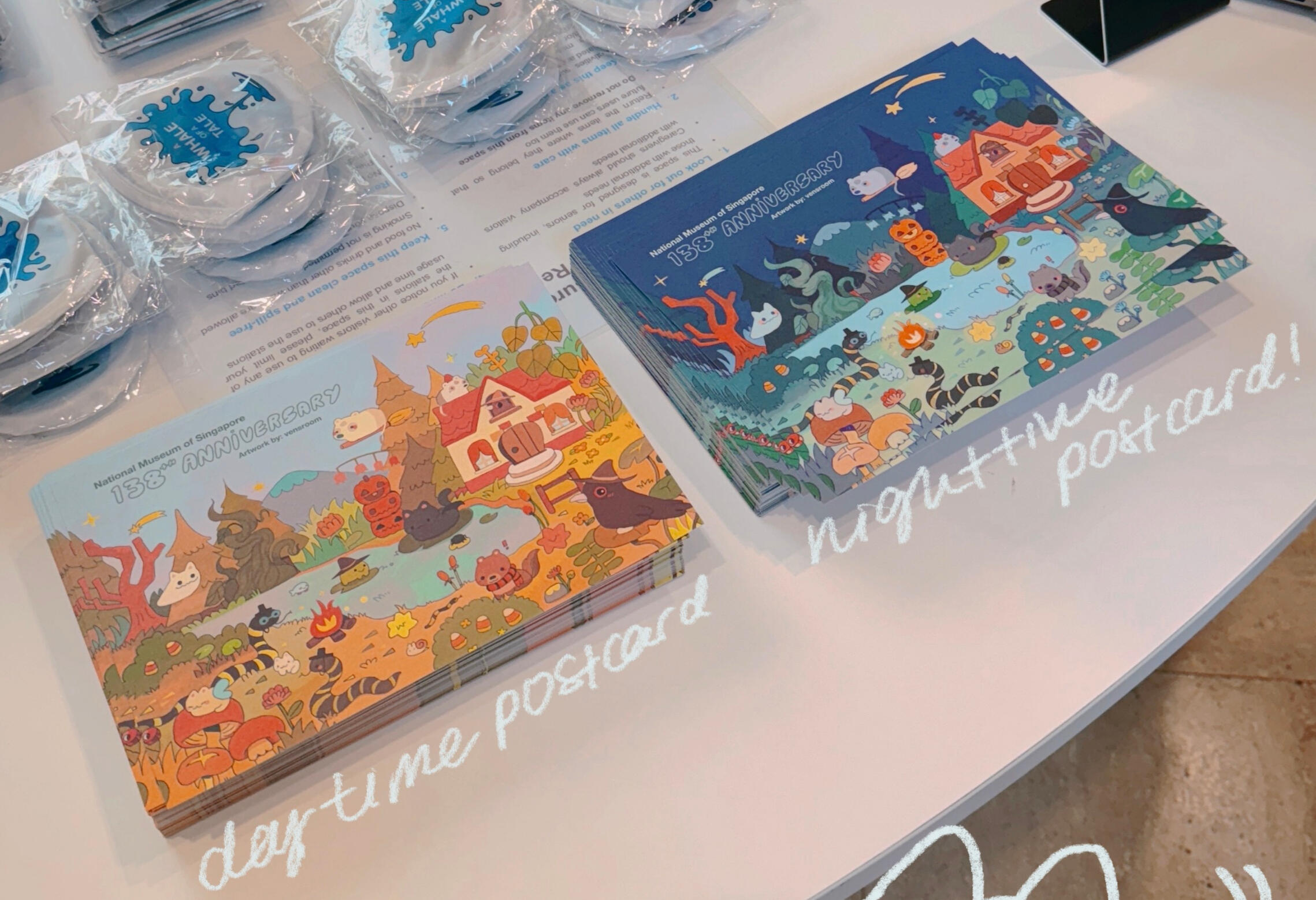 day and nighttime stamp rally postcards